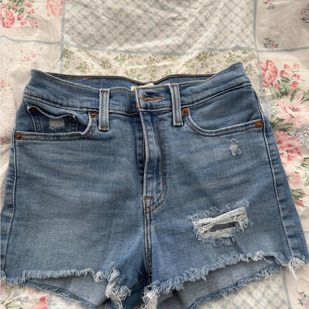Levi's Blue Distressed Jean Shorts
